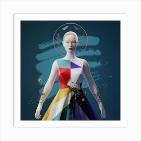 Woman In A Colorful Dress Art Print