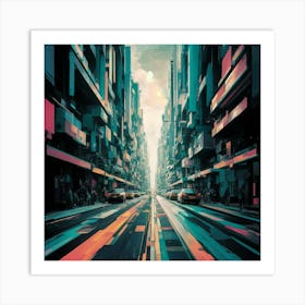 Futuristic City Street Art Print