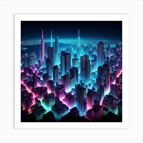 Neon Cityscape 4 Art Print