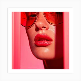 Beautiful Woman In Pink Sunglasses Art Print