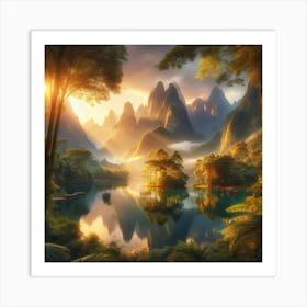 Sunrise In The Mountains 30 Art Print