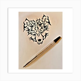 Wolf Tattoo 1 Art Print