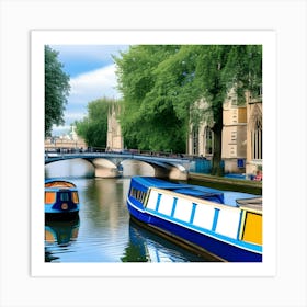 Boats On The River in Cambridge Art Print