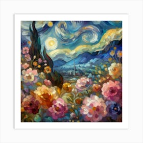 Blooming Valley Beneath the Peaks 1 Art Print