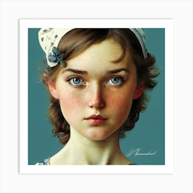 Portrait Of A Girl With Blue Eyes Art Print