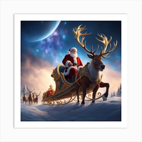 Santa Claus In Sleigh 1 Art Print