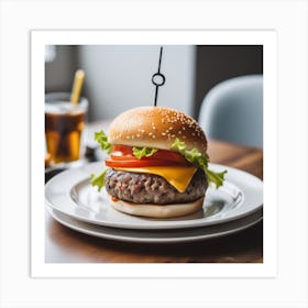 Hamburger On A Plate 52 Art Print