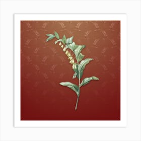 Vintage Solomon's Seal Botanical on Falu Red Pattern n.1616 Art Print