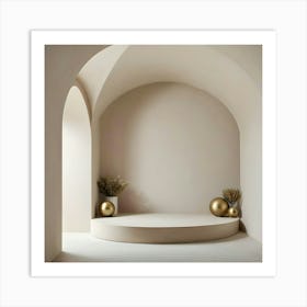 Empty Room With Gold Vases Art Print