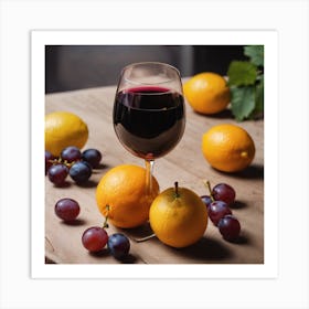 Red Wine And Grapes Art Print