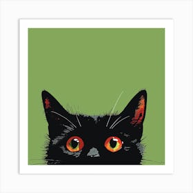 Black Cat With Amazed Eyes Art Print