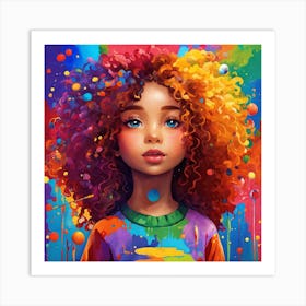 Girl With Colorful Hair 7 Art Print