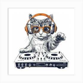 Dj Cat 5 Art Print