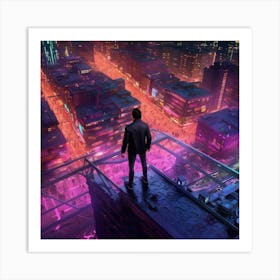 Neon City Assassin Art Print