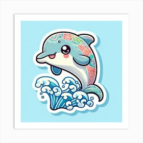 Cute Dolphin Sticker Art Print