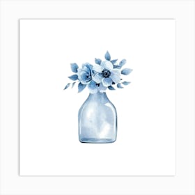 Watercolor Blue Floral 4 Art Print