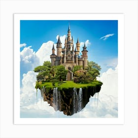 Firefly Whimsical Castle On Floating Islands With Waterfalls 73580 (2) Art Print