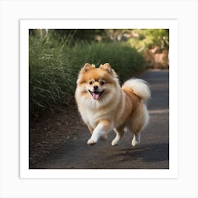 Pomeranian Dog Running Art Print