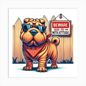 Beware Shar Pei With Attitude 1 Art Print