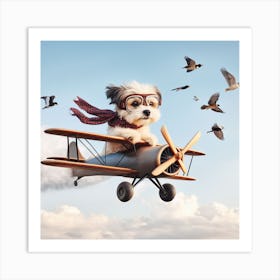 Cute dog in airplane 3D render 2 Art Print