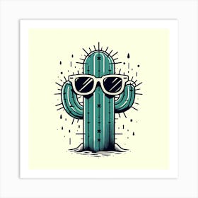 Cactus With Sunglasses Art Print