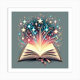 Open Book With Stars 4 Art Print