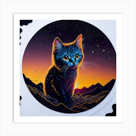 Cat Colored Sky (75) Art Print