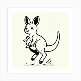 Line Art kangaroo 2 Art Print