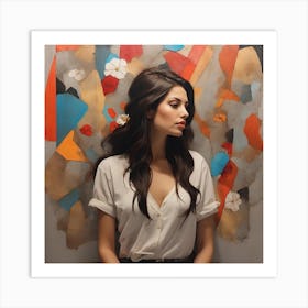 Girl In Front Of A Painting Art Print