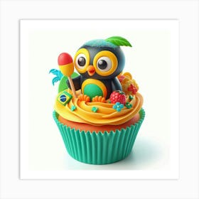 Owl On A Cupcake Art Print