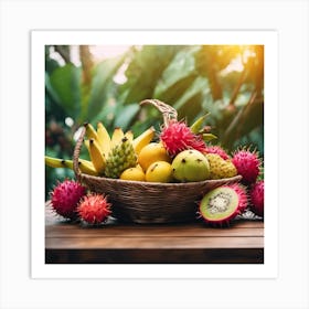 Tropical Bounty: A Cornucopia of Fruit Art Print