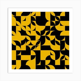 Geometric Pattern In Yellow And Black 2 Art Print