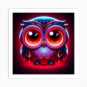 Neon Owl 1 Art Print