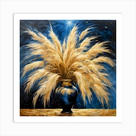 Golden Wheat In A Vase Art Print