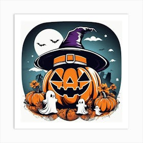 Halloween Pumpkin with hat 4 Art Print