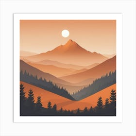 Misty mountains background in orange tone 55 Art Print