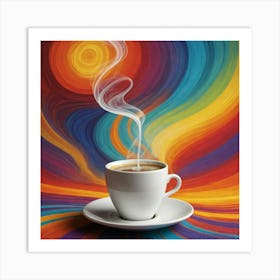 Coffee Cup On A Colorful Background 3 Art Print