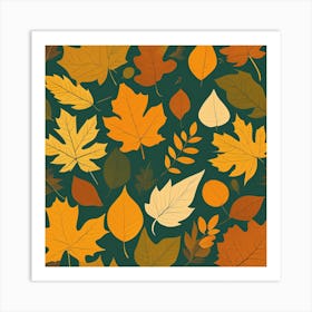 Autumn Leaves Seamless Pattern Art Print