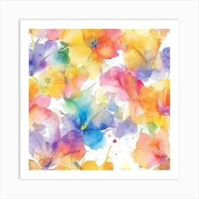 Watercolor Flowers Seamless Pattern Art Print