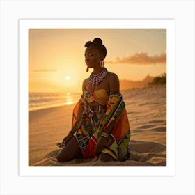 African Woman On The Beach Art Print