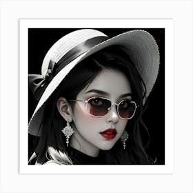 Asian Woman In Sunglasses Art Print