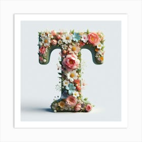 Floral Letter T Art Print