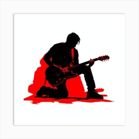 Silhouette Of A Guitar Player Art Print