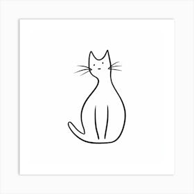 Single Line Cat Drawing Art Print