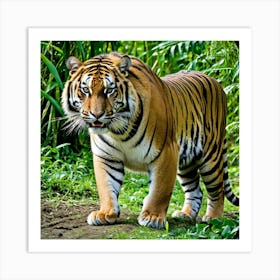 Tiger Feline Carnivore Striped Majestic Powerful Wildcat Big Cat Roaring Stealthy Predator Art Print