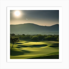 Golf Course At Sunset 1 Art Print