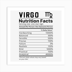 Virgo Nutrition Facts Art Print