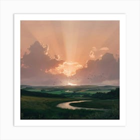 Sunset In The Countryside Art Print