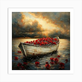 Poppies In A Boat 4 Art Print