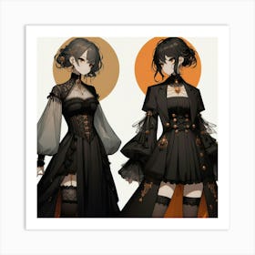 Two Gothic Girls 1 Art Print